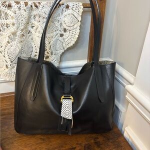 Antonio Melani Elegant Black Leather‎ Tote Bag
